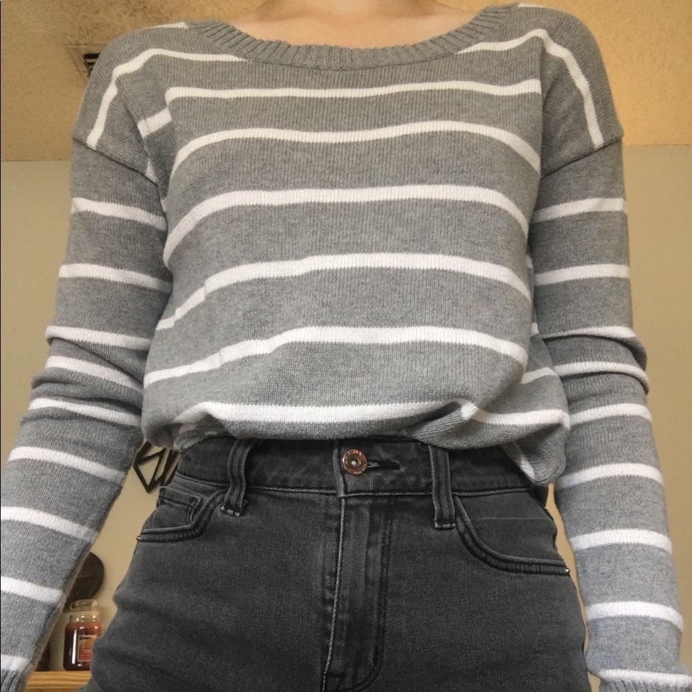 Long, stripped sweater